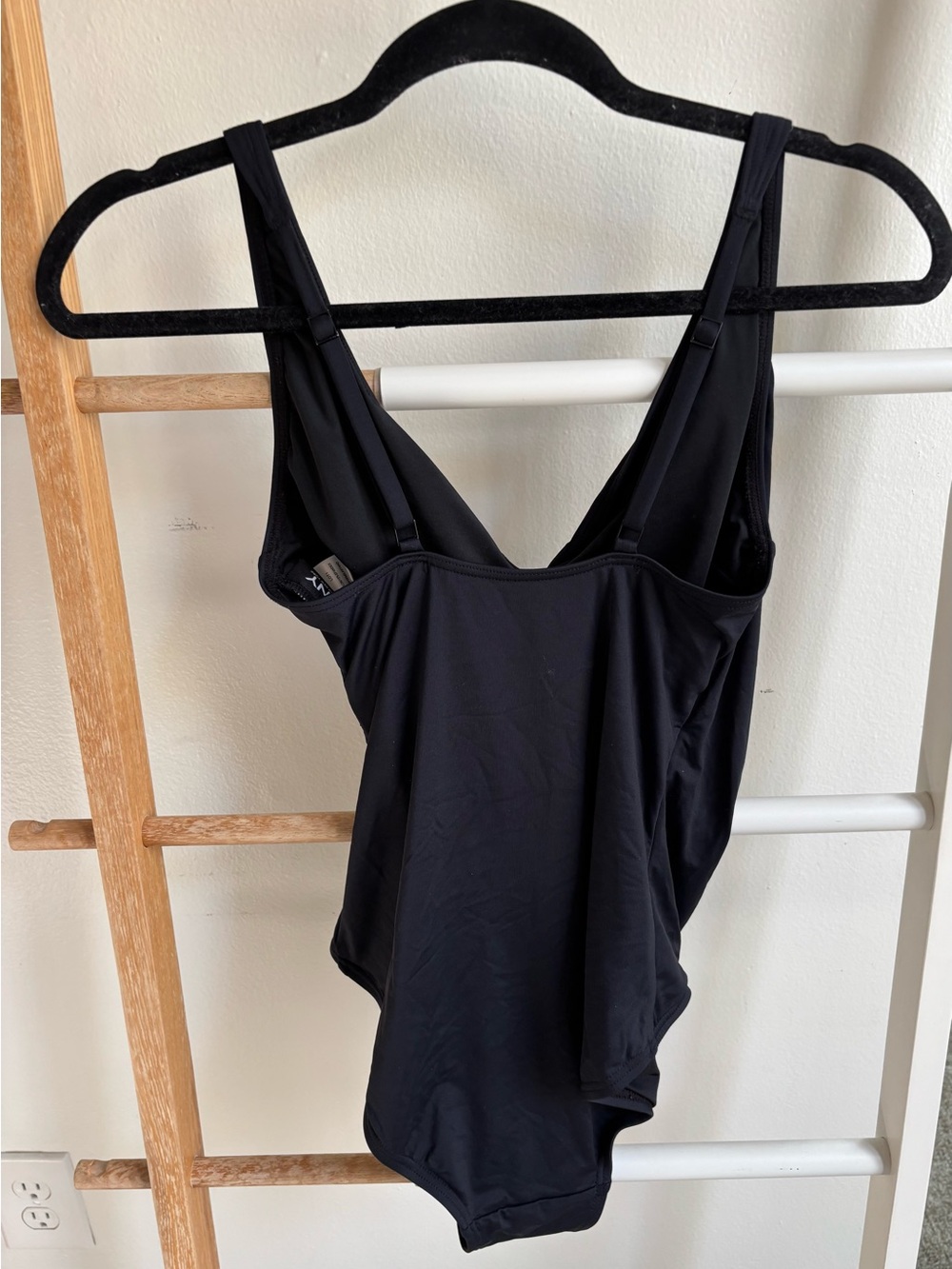 DKNY Black Ruched Side V-Neck One-Piece Swimsuit - Picture 2 of 3